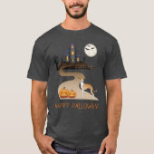 Fawn and White Iggy and Halloween Hauning House T-shirt (Voorkant)