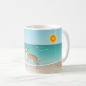 Fawn and White Iggy Dog bij een tropische zomerbak Koffiemok (Voorkant rechts)