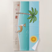 Fawn and White Iggy Dog bij een tropische zomerbak Strandlaken (Voorkant)