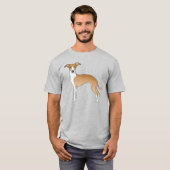 Fawn and White Italiaanse Greyhound Cartoon Dog T-shirt (Voorkant volledig)