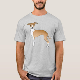Fawn and White Italiaanse Greyhound Cartoon Dog T-shirt