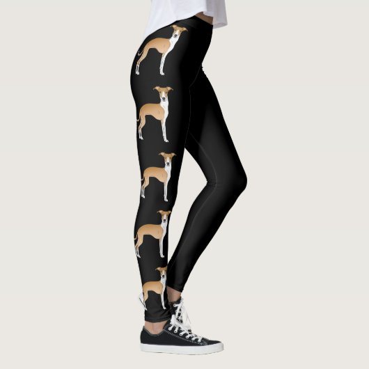 Fawn and White Italiaanse Greyhound Cartoon Dogs Leggings (Rechts)