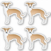 Fawn and White Italiaanse Greyhound Cartoon Dogs Sticker (Voorkant)
