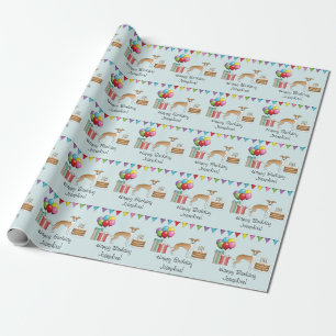Fawn and White Italiaanse Greyhound Colorful Birth Cadeaupapier