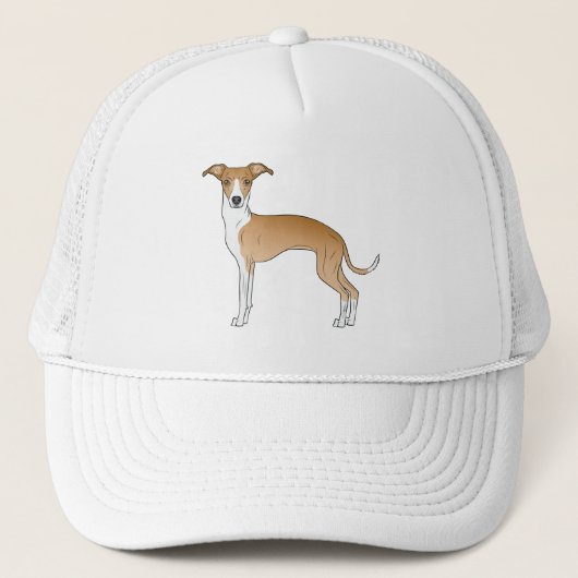 Fawn and White Italiaanse Greyhound Cute Cartoon D Trucker Pet (Voorkant)
