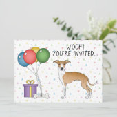 Fawn and White Italiaanse Greyhound Cute Dog Birth Kaart (Staand voorkant)
