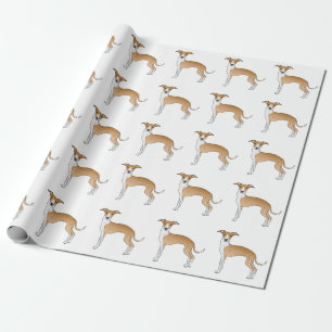 Fawn and White Italiaanse Greyhound Cute Dog Patte Cadeaupapier