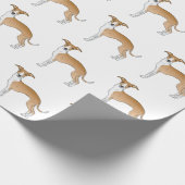 Fawn and White Italiaanse Greyhound Cute Dog Patte Cadeaupapier (Hoek)