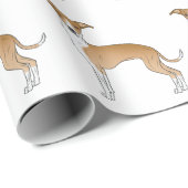 Fawn and White Italiaanse Greyhound Cute Dog Patte Cadeaupapier (Rol Hoek)