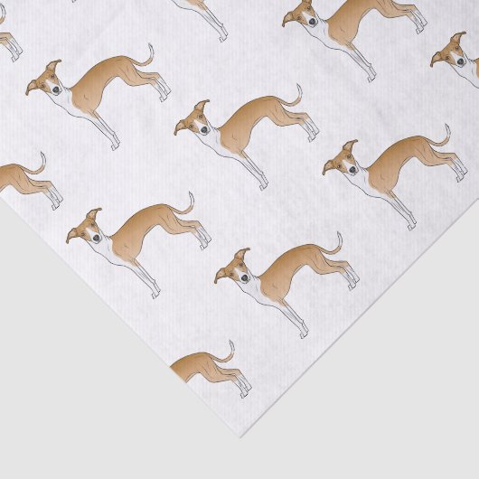 Fawn and White Italiaanse Greyhound Cute Dog Patte Tissuepapier (Detail)