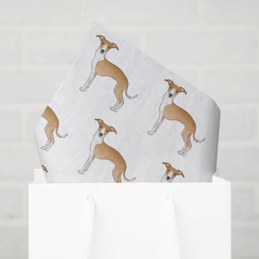 Fawn and White Italiaanse Greyhound Cute Dog Patte Tissuepapier (Cadeauzakje)