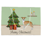 Fawn and White Italiaanse Greyhound & kerstboom Groot Cadeauzakje (Achterkant)