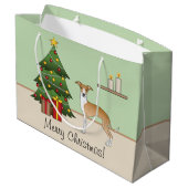 Fawn and White Italiaanse Greyhound & kerstboom Groot Cadeauzakje (Achterkant Gekanteld)
