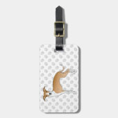 Fawn and White Italiaanse Greyhound met aangepaste Bagagelabel (Voorkant verticaal)