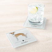 Fawn and White Italiaanse Greyhound met aangepaste Glazen Onderzetter (Schuin)