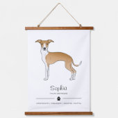 Fawn and White Italiaanse Greyhound met aangepaste Hangend Wandkleed (Voorkant)