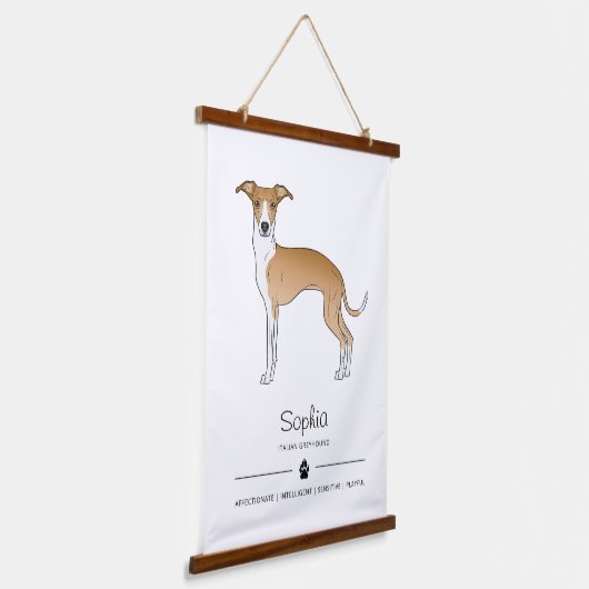 Fawn and White Italiaanse Greyhound met aangepaste Hangend Wandkleed (Gebogen)