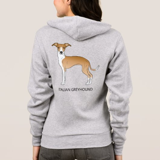 Fawn and White Italiaanse Greyhound met aangepaste Hoodie (Achterkant)