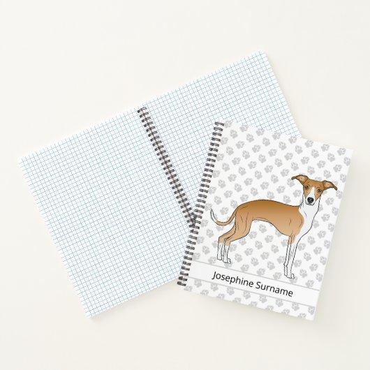 Fawn and White Italiaanse Greyhound met aangepaste Notitieboek (Binnen)