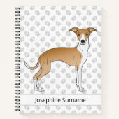 Fawn and White Italiaanse Greyhound met aangepaste Notitieboek (Voorkant)