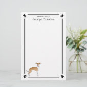 Fawn and White Italiaanse Greyhound met poten en t Briefpapier (Staand voorkant)