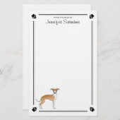 Fawn and White Italiaanse Greyhound met poten en t Briefpapier (Voorkant / Achterkant)