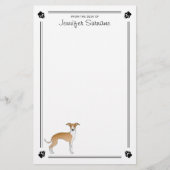 Fawn and White Italiaanse Greyhound met poten en t Briefpapier (Voorkant)