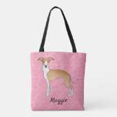 Fawn and White Italiaanse Greyhound op roze harten Tote Bag (Achterkant)