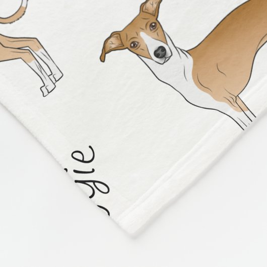 Fawn and White Italiaanse Greyhound Pattern met na Fleece Deken (Hoek)