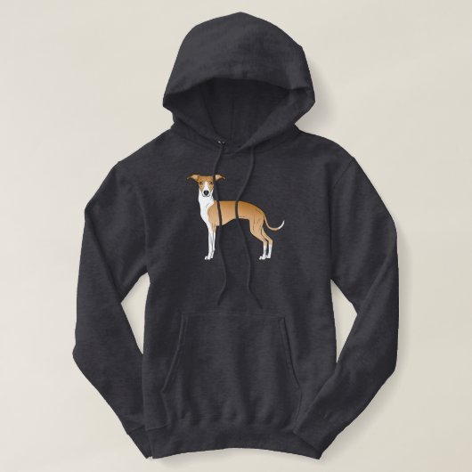 Fawn and White Italy Greyhound Dog Illustration Hoodie (Design voorkant)