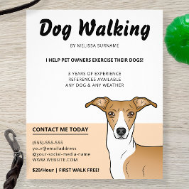 Fawn and White Italy Greyhound - Dog Walker Flyer