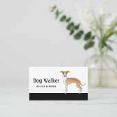 Fawn and White Italy Greyhound - Dog Walker Visitekaartje (Staand voorkant)