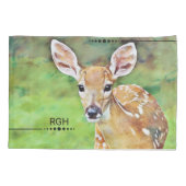 Fawn Baby Deer Artwork Monogram Kussensloop (Achterkant)