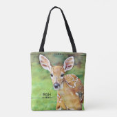 Fawn Baby Deer Artwork Monogram Tote Bag (Achterkant)
