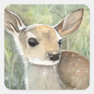 Fawn Baby Deer Wildlife ArtWork Vierkante Sticker