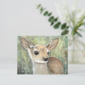 Fawn Baby Deer Wildlife Waterverf Painting Briefkaart (Staand voorkant)