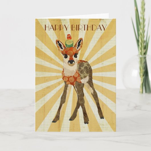 FAWN & BIRD Birthday Kaart (Voorkant)