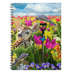 Fawn Birds Field of Flowers Notitieboek