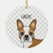 Fawn Boston Terrier Cartoon Dog & Custom Name Keramisch Ornament (Voorkant)