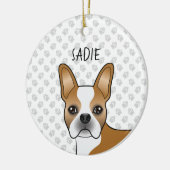 Fawn Boston Terrier Cartoon Dog & Custom Name Keramisch Ornament (Links)