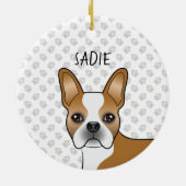 Fawn Boston Terrier Cartoon Dog & Custom Name Keramisch Ornament (Achterkant)