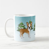 Fawn Boston Terrier in a Winter Forest & Name Koffiemok (Links)