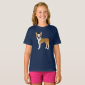 Fawn Boston Terrier Schattig Cartoon Dog Design T-shirt (Voorkant volledig)