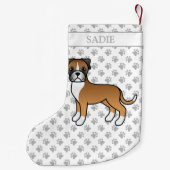 Fawn Boxer Cute Cartoon Dog & Name Kleine Kerstsok (Achterkant)