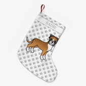Fawn Boxer Cute Cartoon Dog & Name Kleine Kerstsok (Voorkant (Hangend))