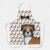 Fawn Boxer Cute Cartoon Dog & Name Schort (Voorkant)