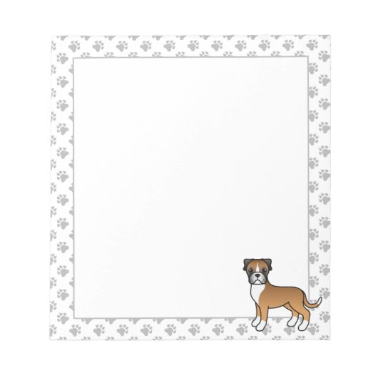 Fawn Boxer Cute Cartoon Dog Notitieblok (Voorkant)