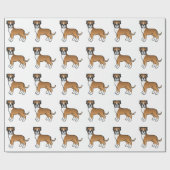 Fawn Boxer Cute Cartoon Dog Patroon Cadeaupapier (Vlak)
