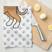 Fawn Boxer Cute Cartoon Dog & Paws Theedoek (Quarter Fold)