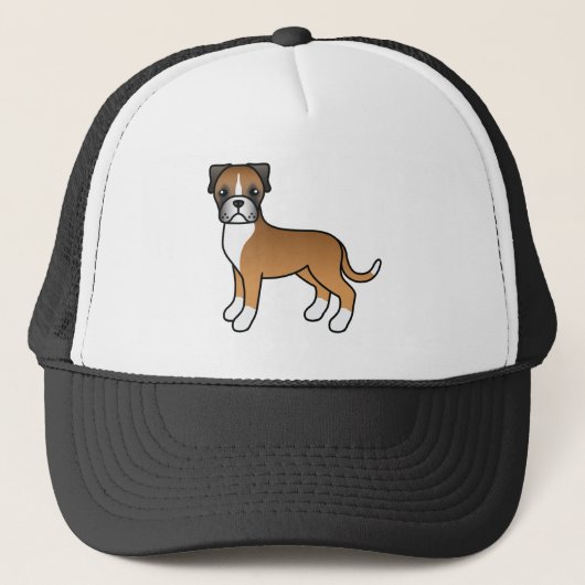 Fawn Boxer Dog Cute Cartoon Dog Illustratie Trucker Pet (Voorkant)
